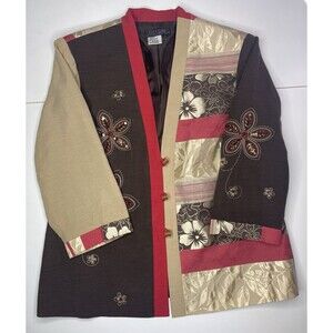 NANCY BOLEN CITY GIRL NEW BLAZER Jacket patchwork embellished coat size Large